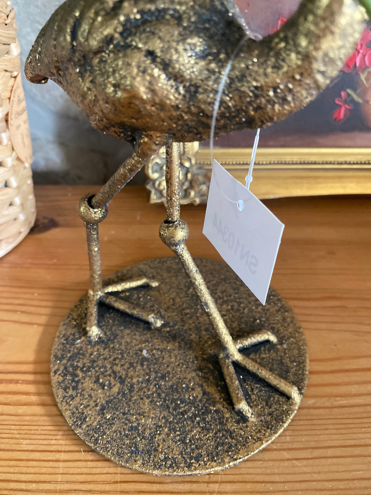 Antique Gold Flamingo Hurricane Candle Holder 34cm