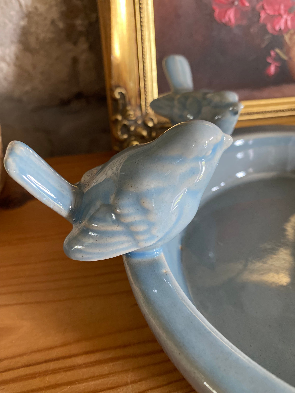 Light Blue Ceramic Two-Bird Decorative Dish - 18cm