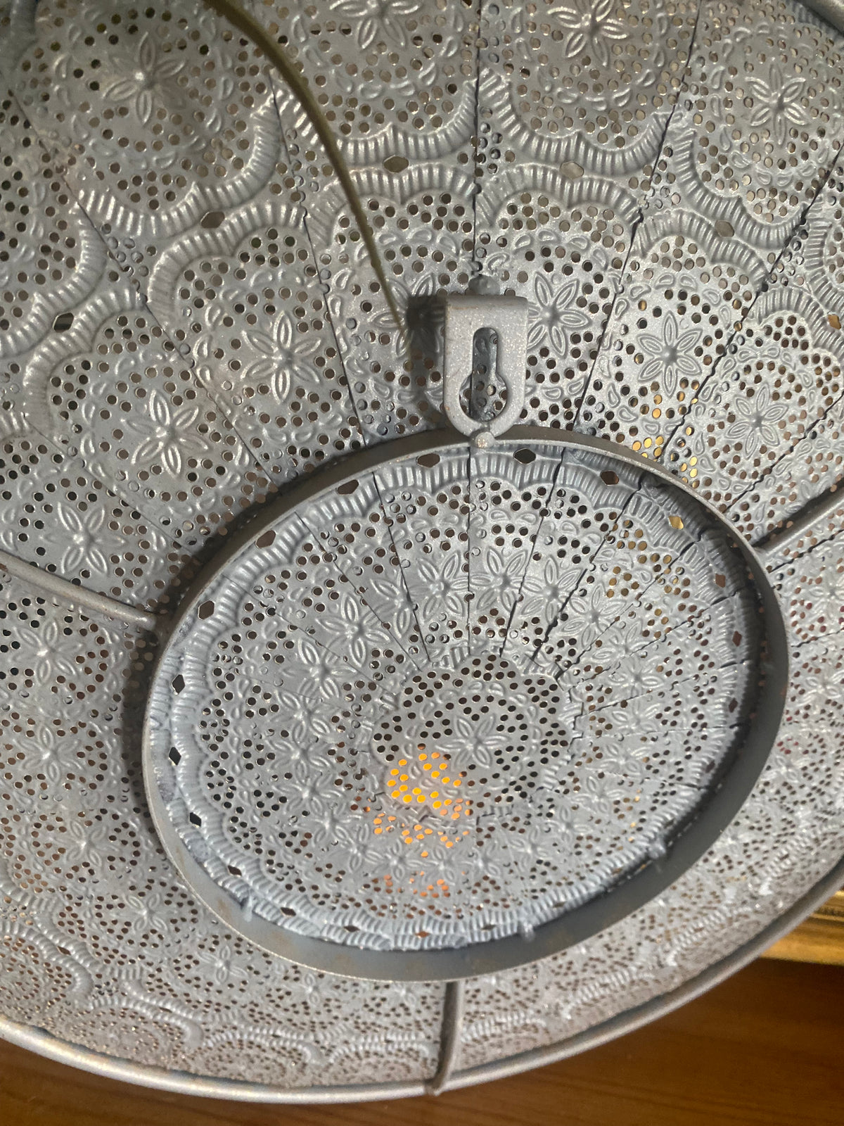 Moroccan-Style Silver Metal Wall Candle Holder - 30cm