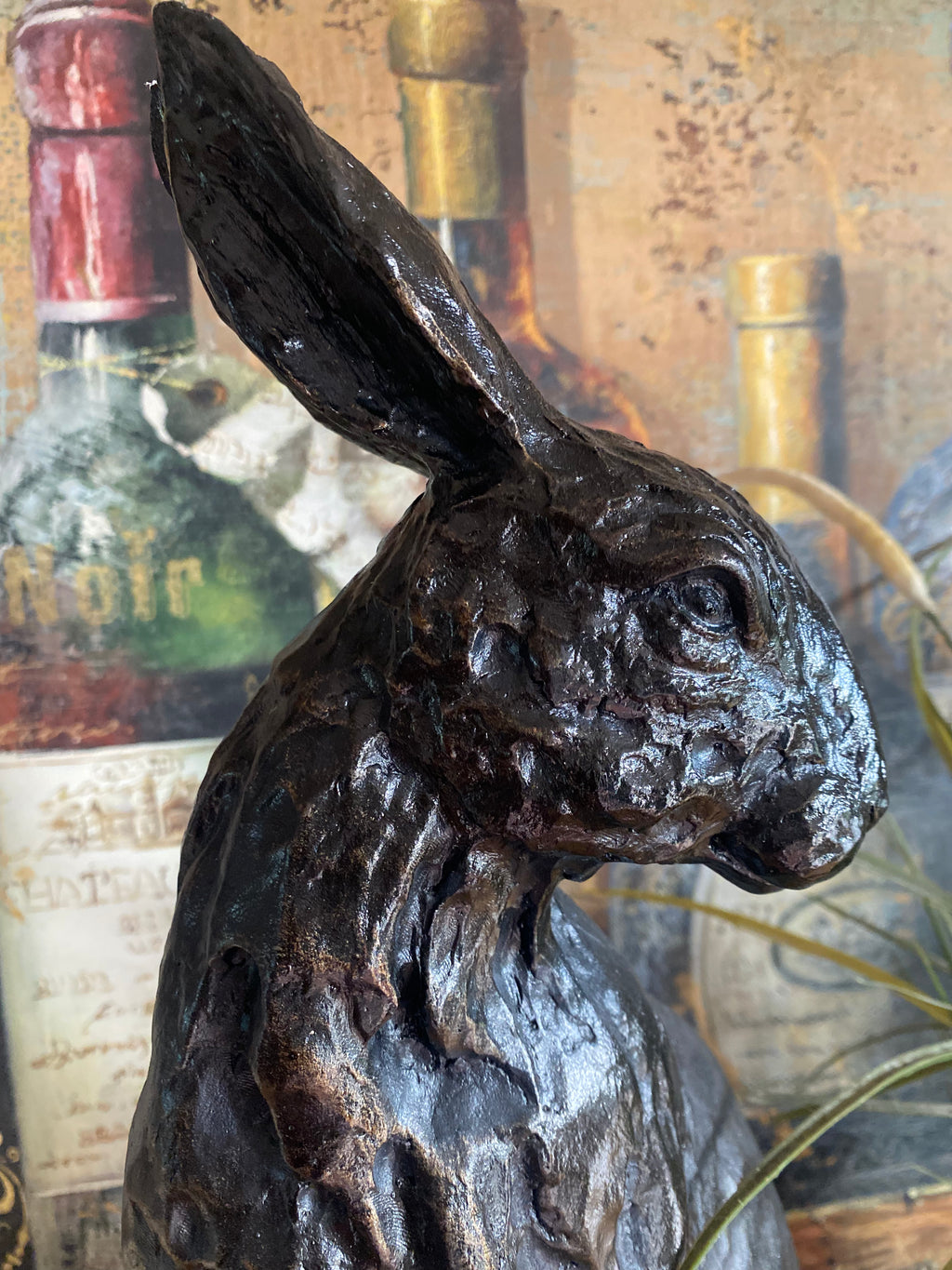 Regal Black & Bronze Resin Hare Ornament - 48cm