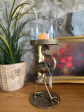 Antique Gold Flamingo Hurricane Candle Holder 34cm