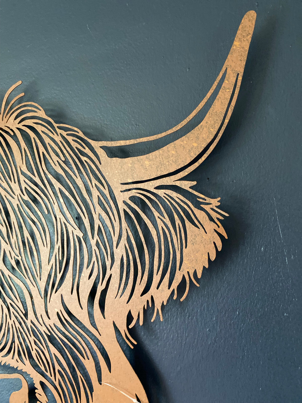 Large Rustic Highland Cow Pierced Wall Art - 58cm
