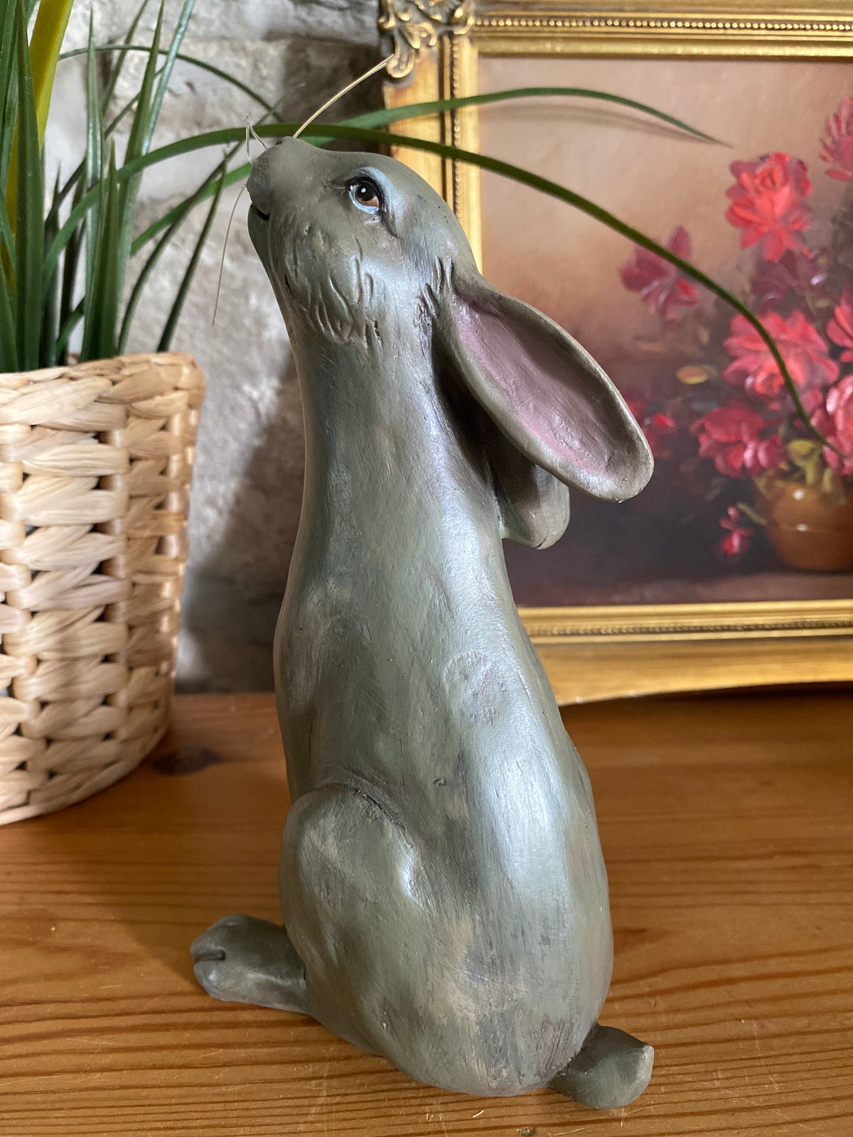 Jive Bunny Grey Resin Sitting Rabbit Ornament - 18cm