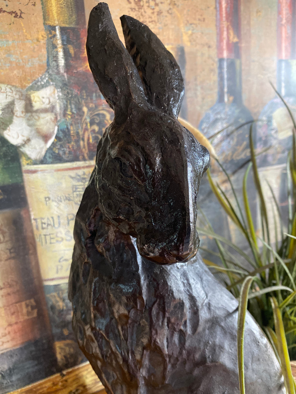 Regal Black & Bronze Resin Hare Ornament - 48cm