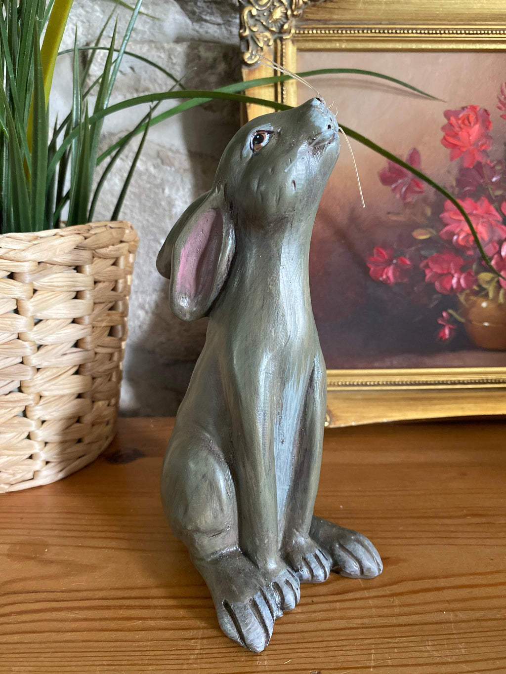 Jive Bunny Grey Resin Sitting Rabbit Ornament - 18cm