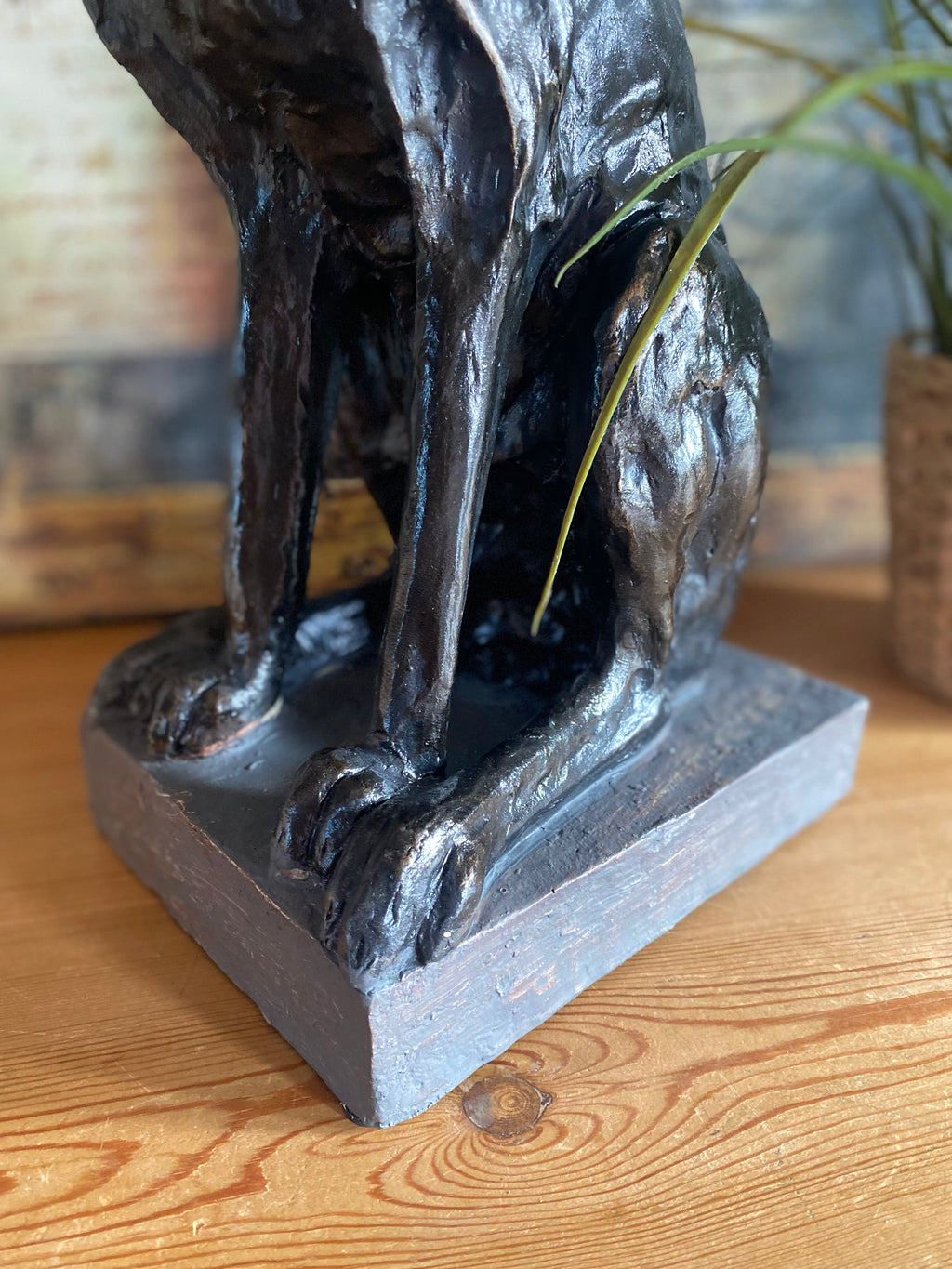 Regal Black & Bronze Resin Hare Ornament - 48cm